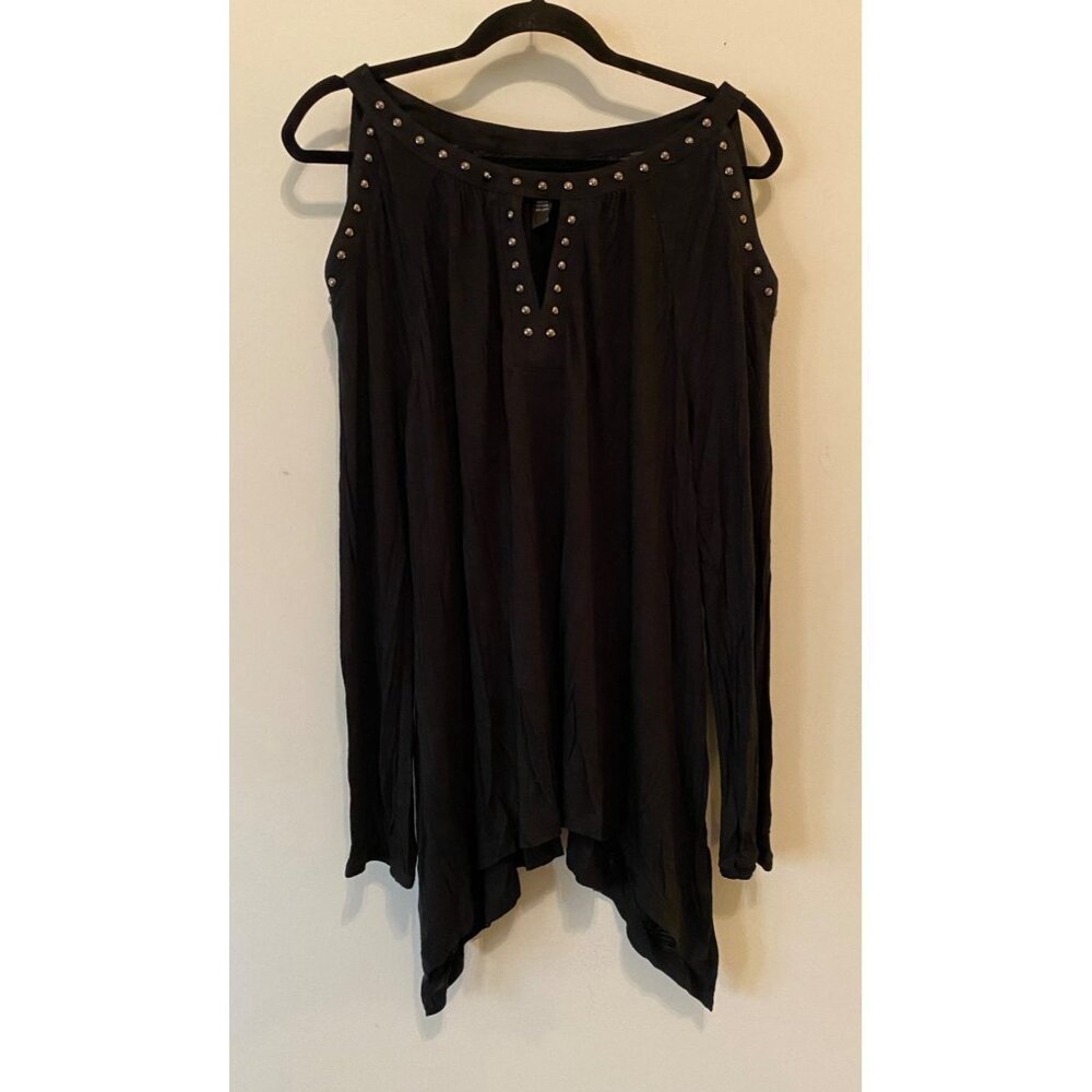 INC International Concepts Black Studded Long Sleeve Tunic Top XL